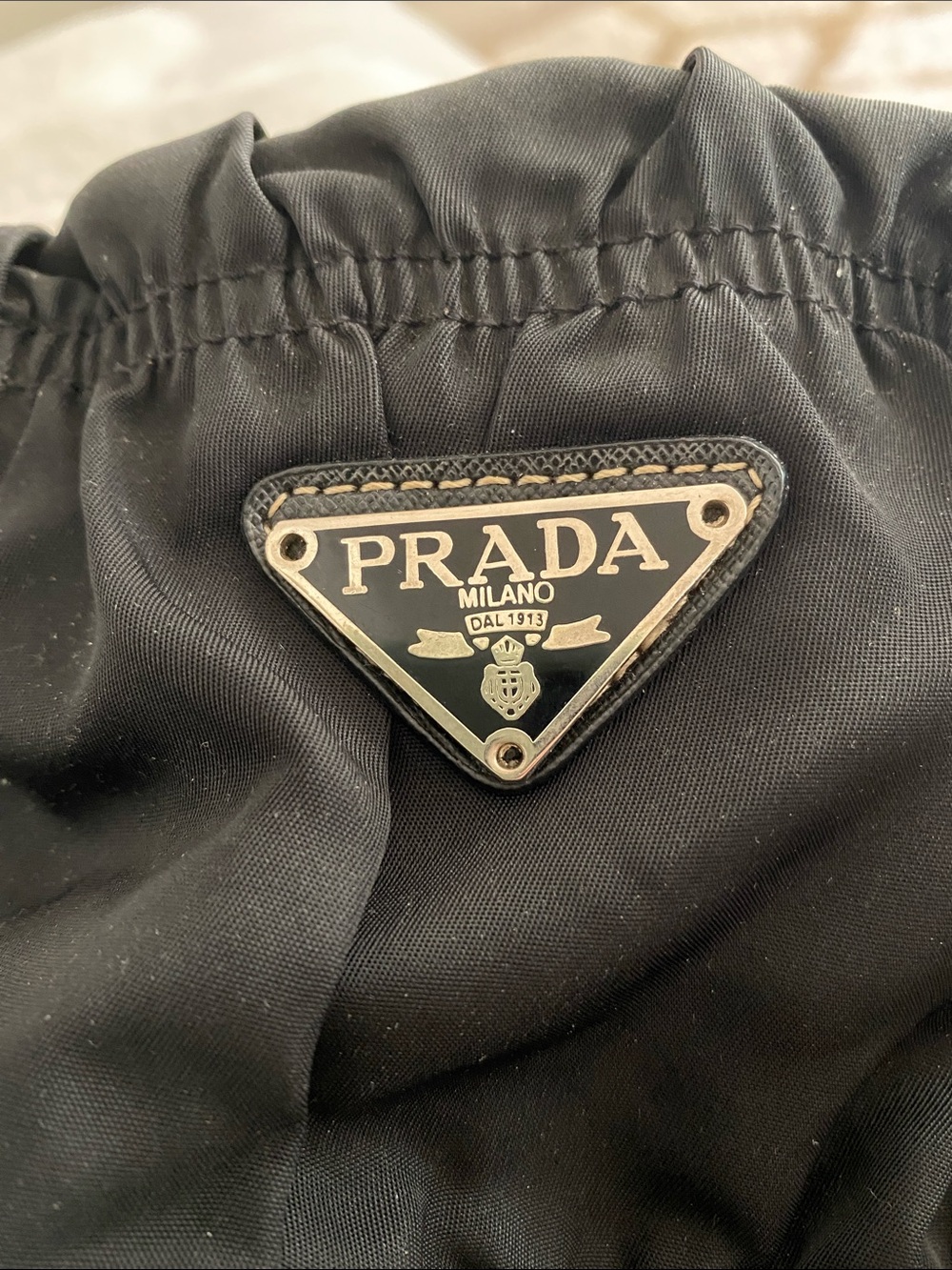 Prada Tessuto Gaufre Ruched Nylon Hobo Bag - Picture 2 of 6